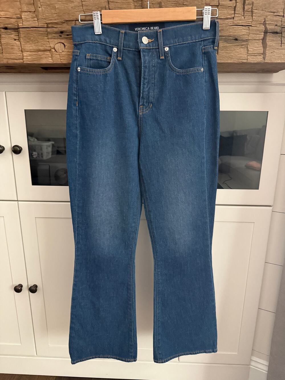 Veronica Beard Carson High Rise Ankle Flare Jeans Sz 26 Dark Wash Denim